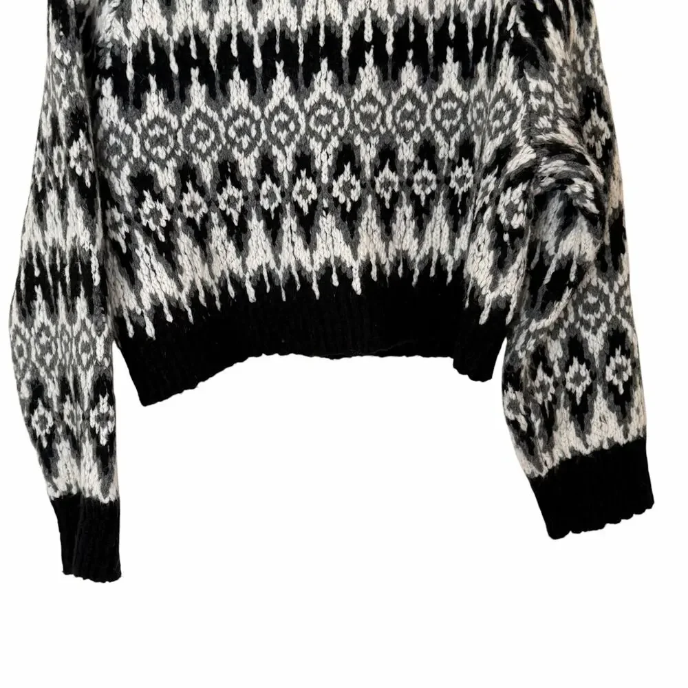 J. CREW Cropped Fair Isle Chunky Cardigan Sweater, New Without Tag, Size Medium
